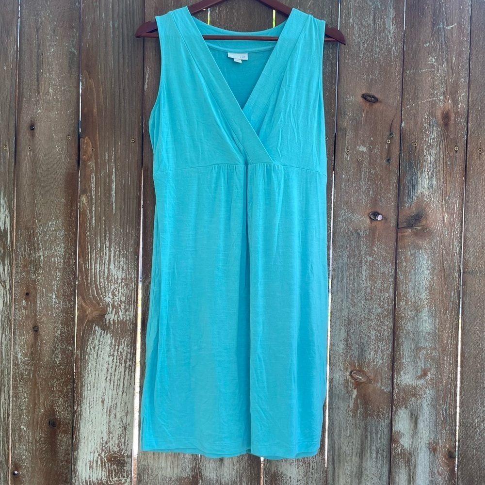 J JILL Women’s Teal V Neck Dress Knee Length Sleeveless Size Small